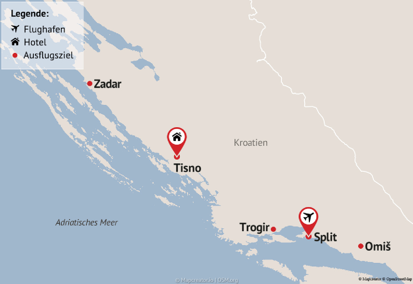 ReisenAktuell Kroatien Kleingruppenrundreise Route