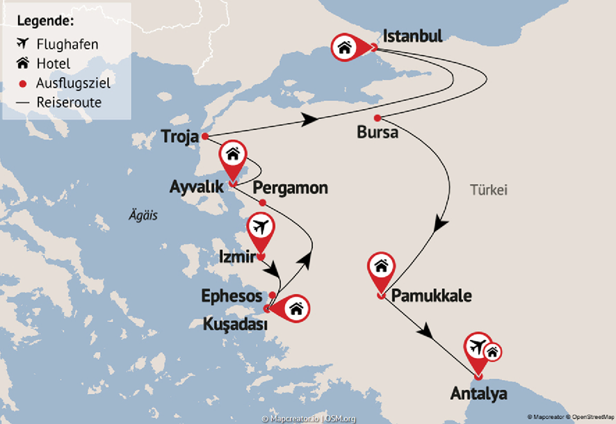 Reisen Aktuell Westtürkei Route