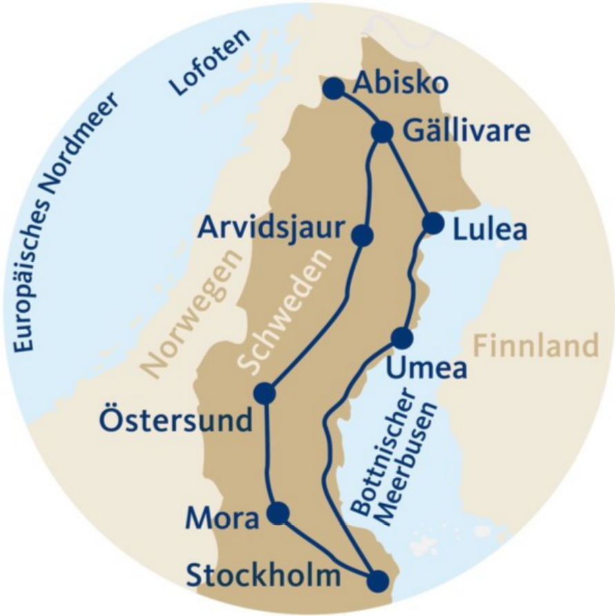 AME Bahn Wandern Schweden 2027 Route